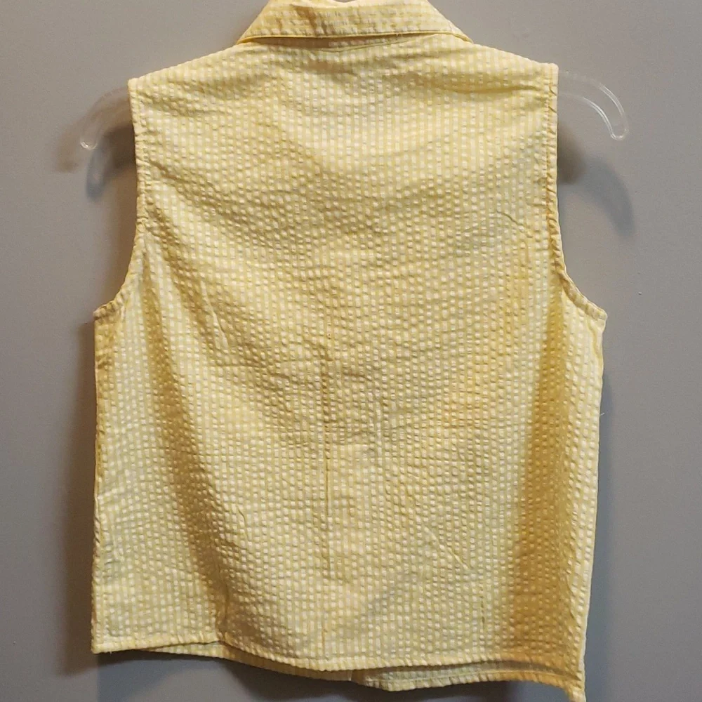 Sim & Sam NWT Sleeveless Button Front Yellow and White Check Top - Picture 4 of 6